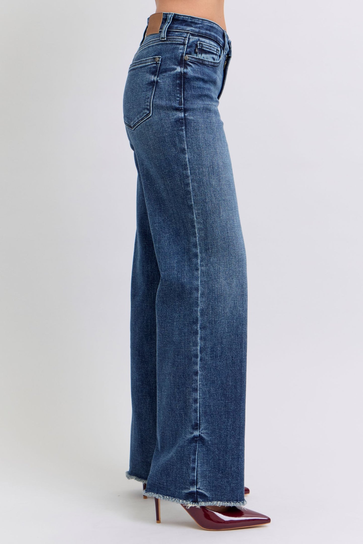 Judy Blue Full Size Raw Hem Mid Rise Jeans - Harmony Haven - Essentials