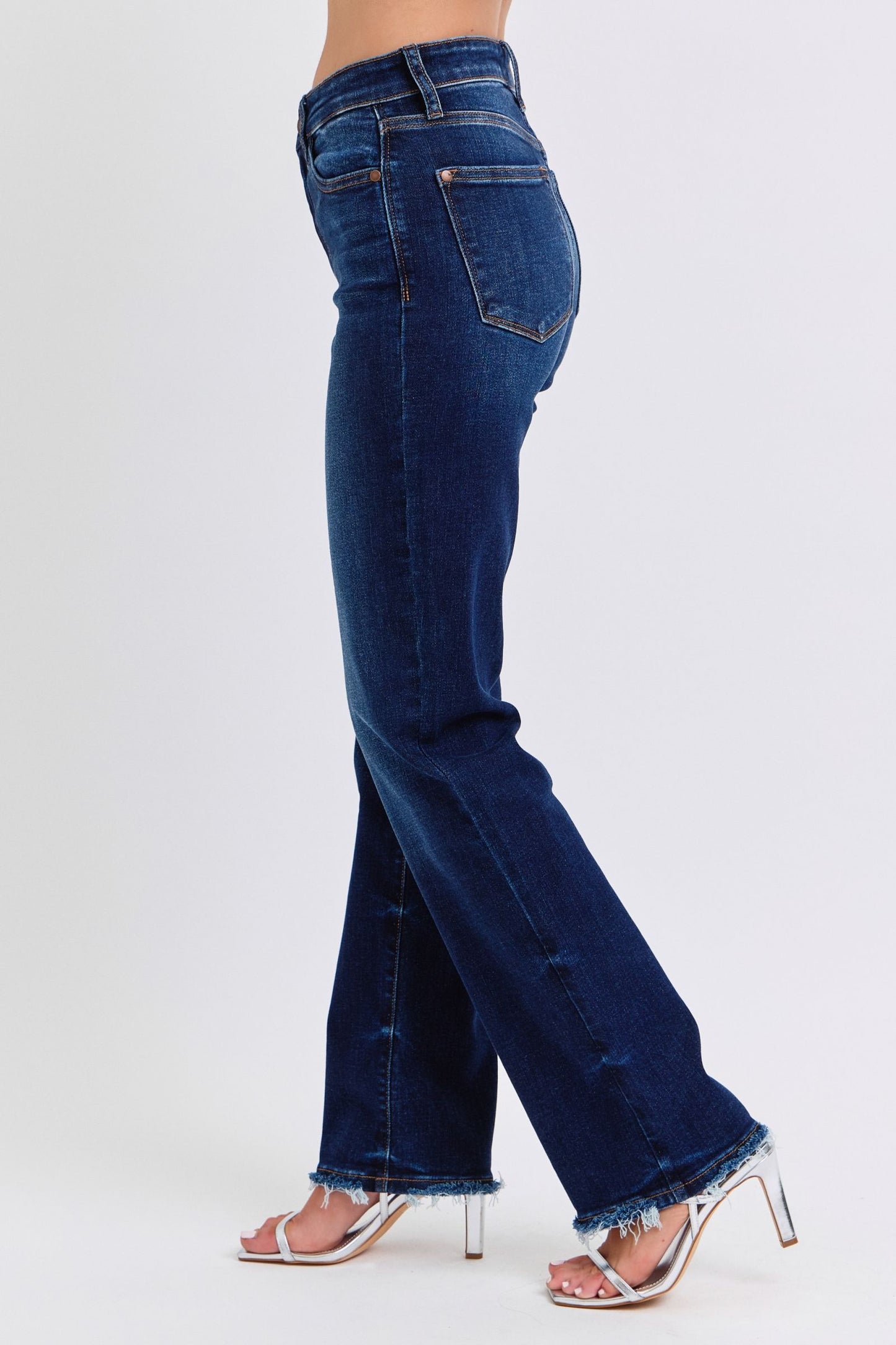 Judy Blue Full Size Raw Hem Straight Leg Jeans - Harmony Haven - Essentials