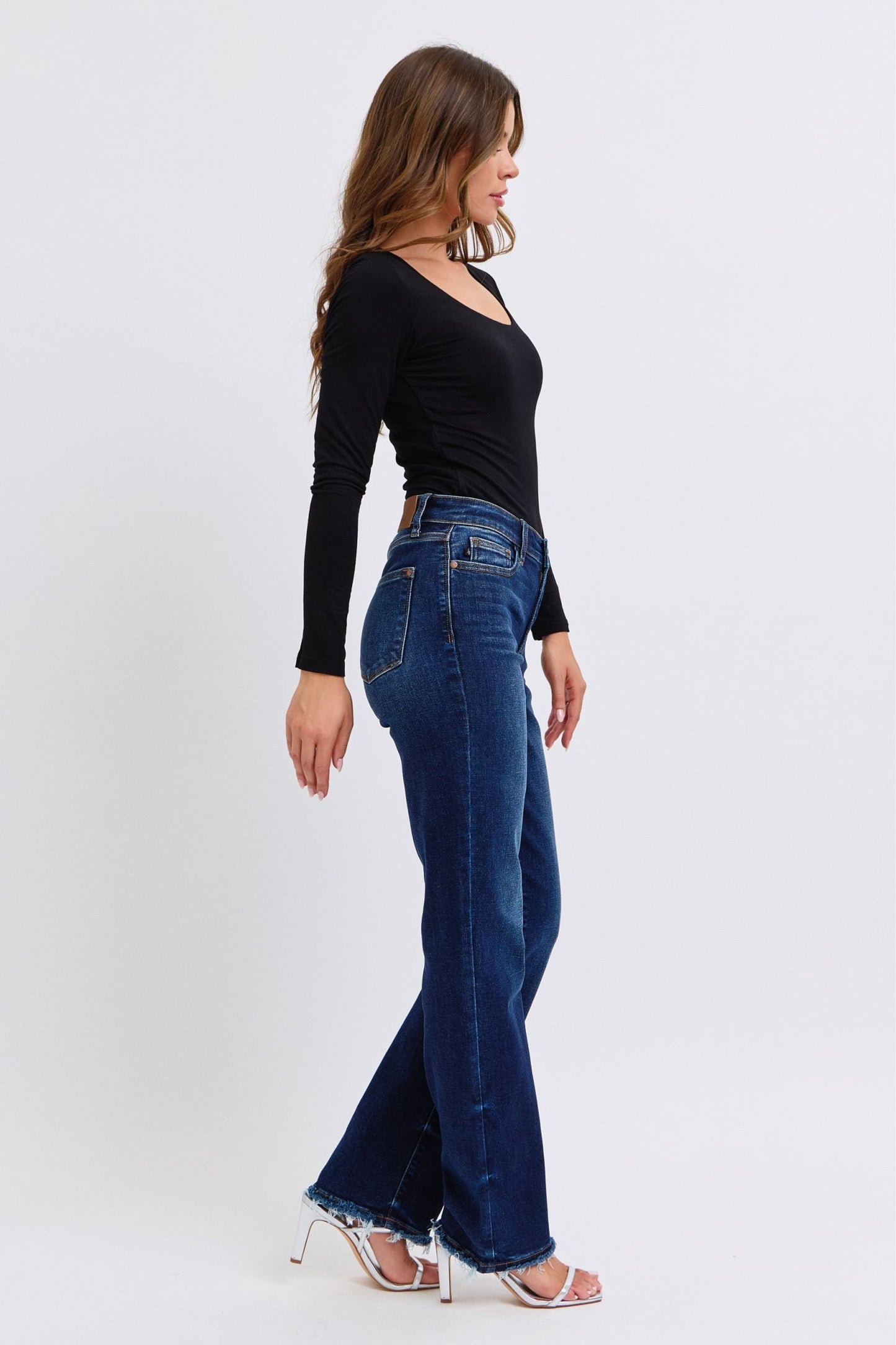 Judy Blue Full Size Raw Hem Straight Leg Jeans - Harmony Haven - Essentials