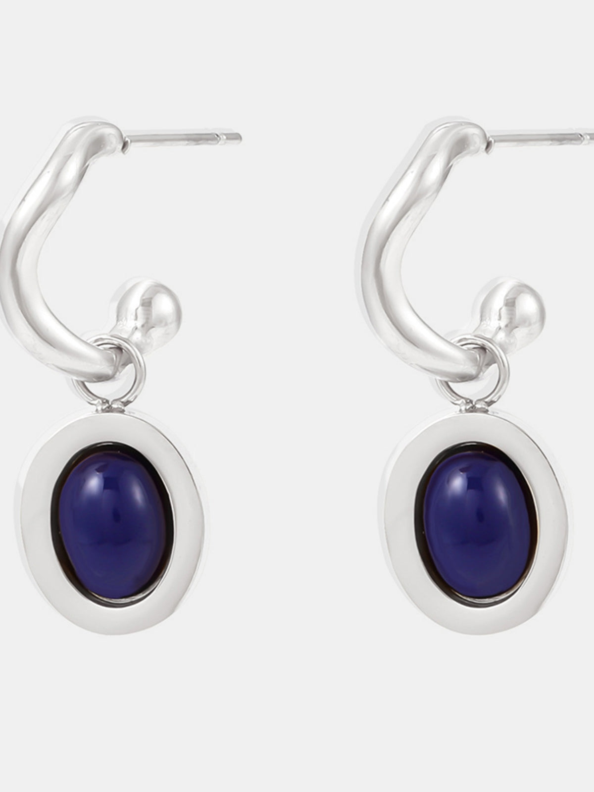 Stainless Steel Oval Drop Earrings - Harmony Haven - Essentials