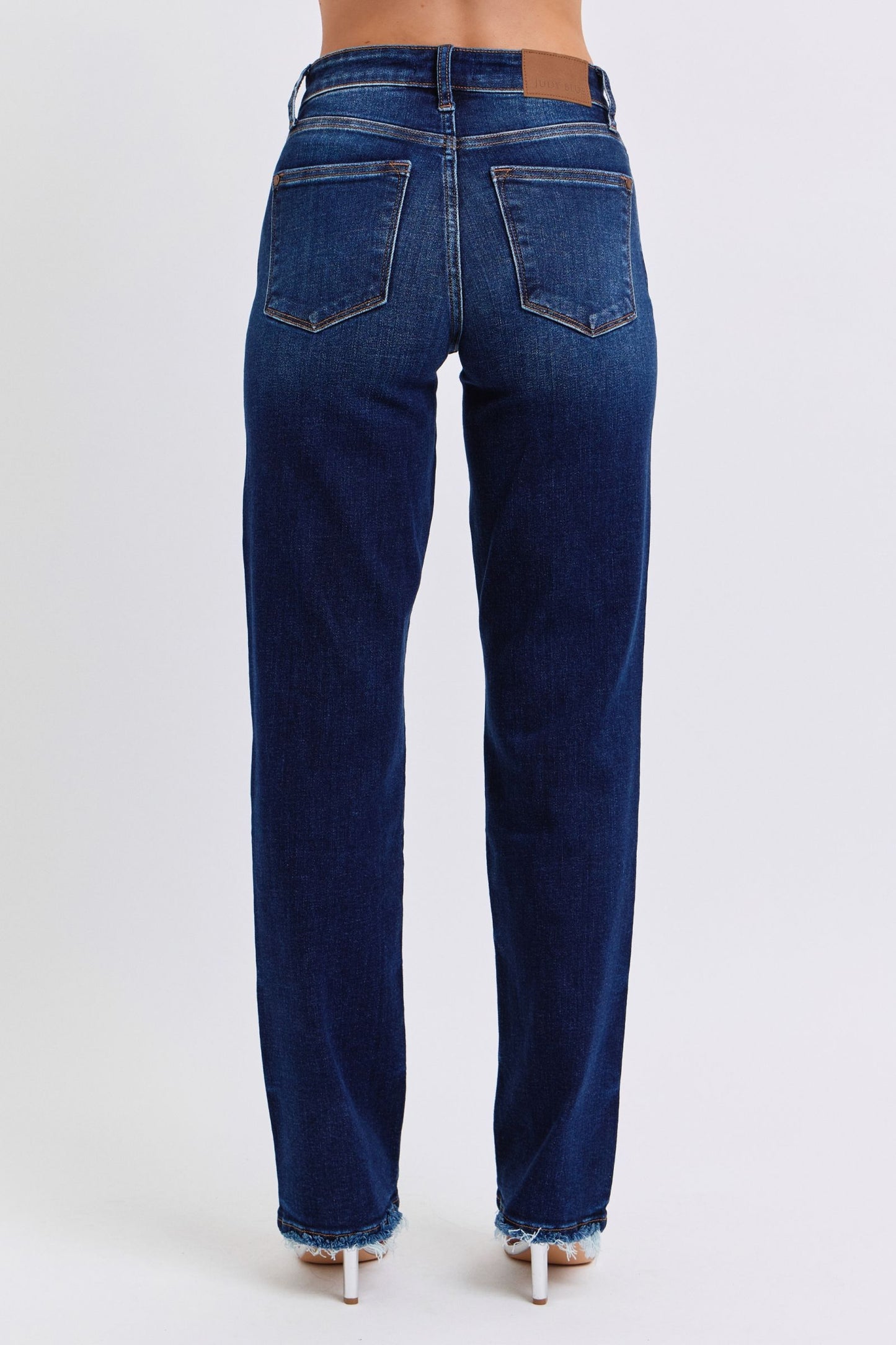 Judy Blue Full Size Raw Hem Straight Leg Jeans - Harmony Haven - Essentials