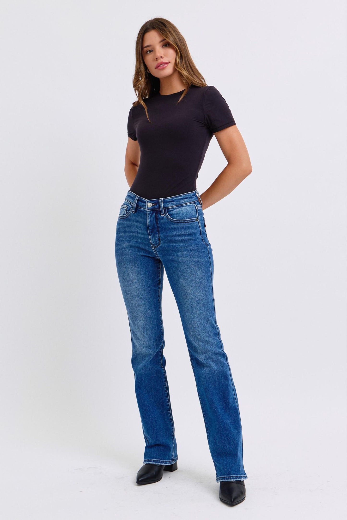 Judy Blue Full Size Run Mid-Rise Bootcut Jeans with Thermal Lining - Harmony Haven - Essentials