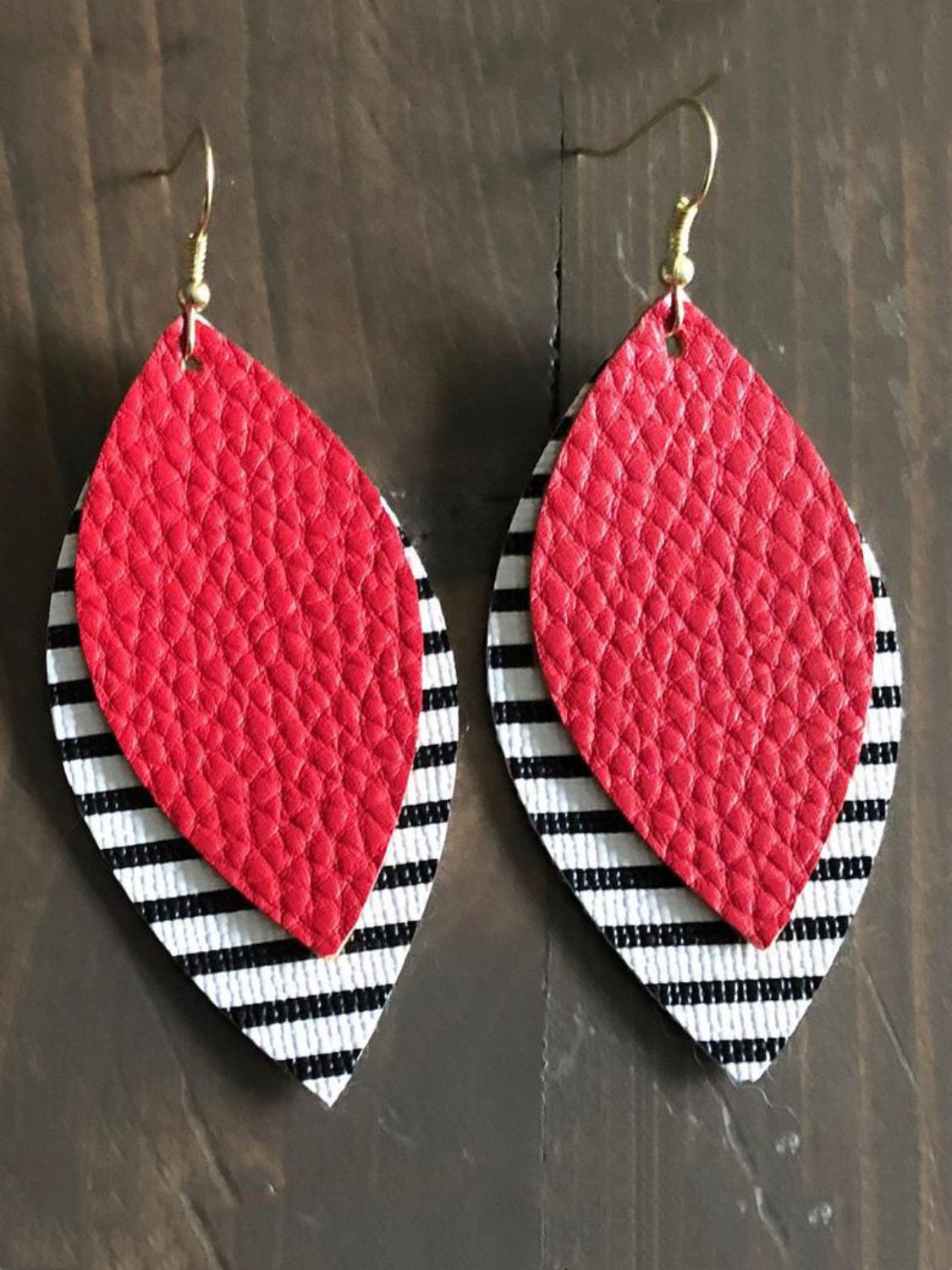 PU Leather Leaf Dangle Earrings - Harmony Haven - Essentials