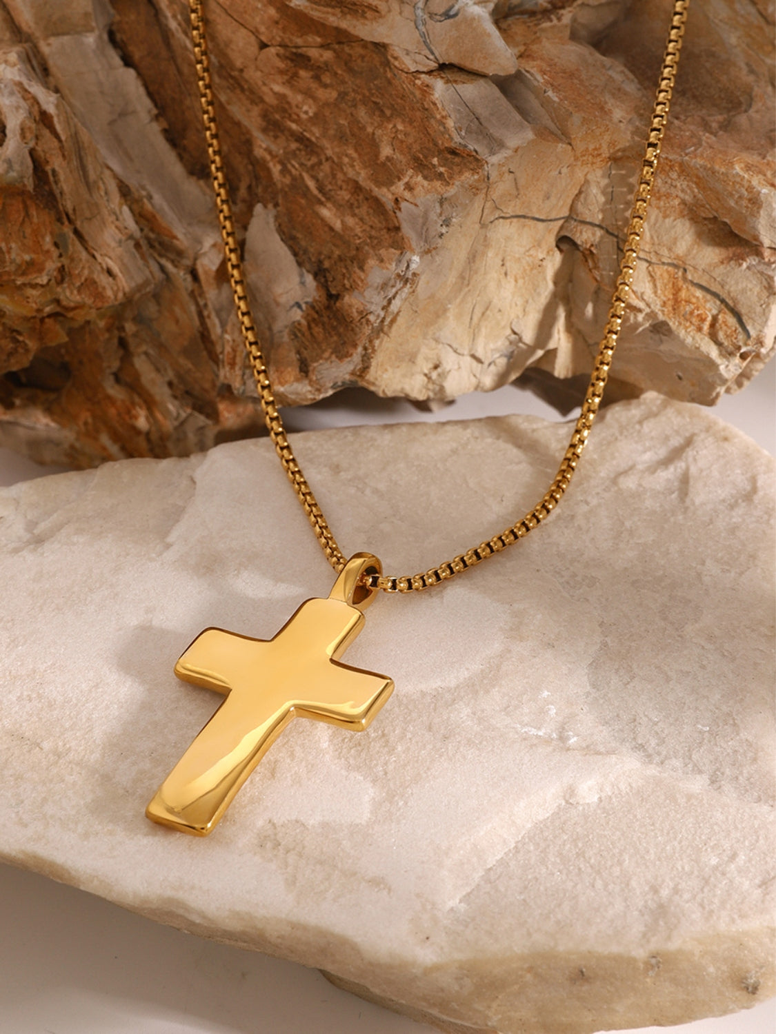 18K Gold-Plated Inlaid Zircon Cross Necklace - Harmony Haven - Essentials