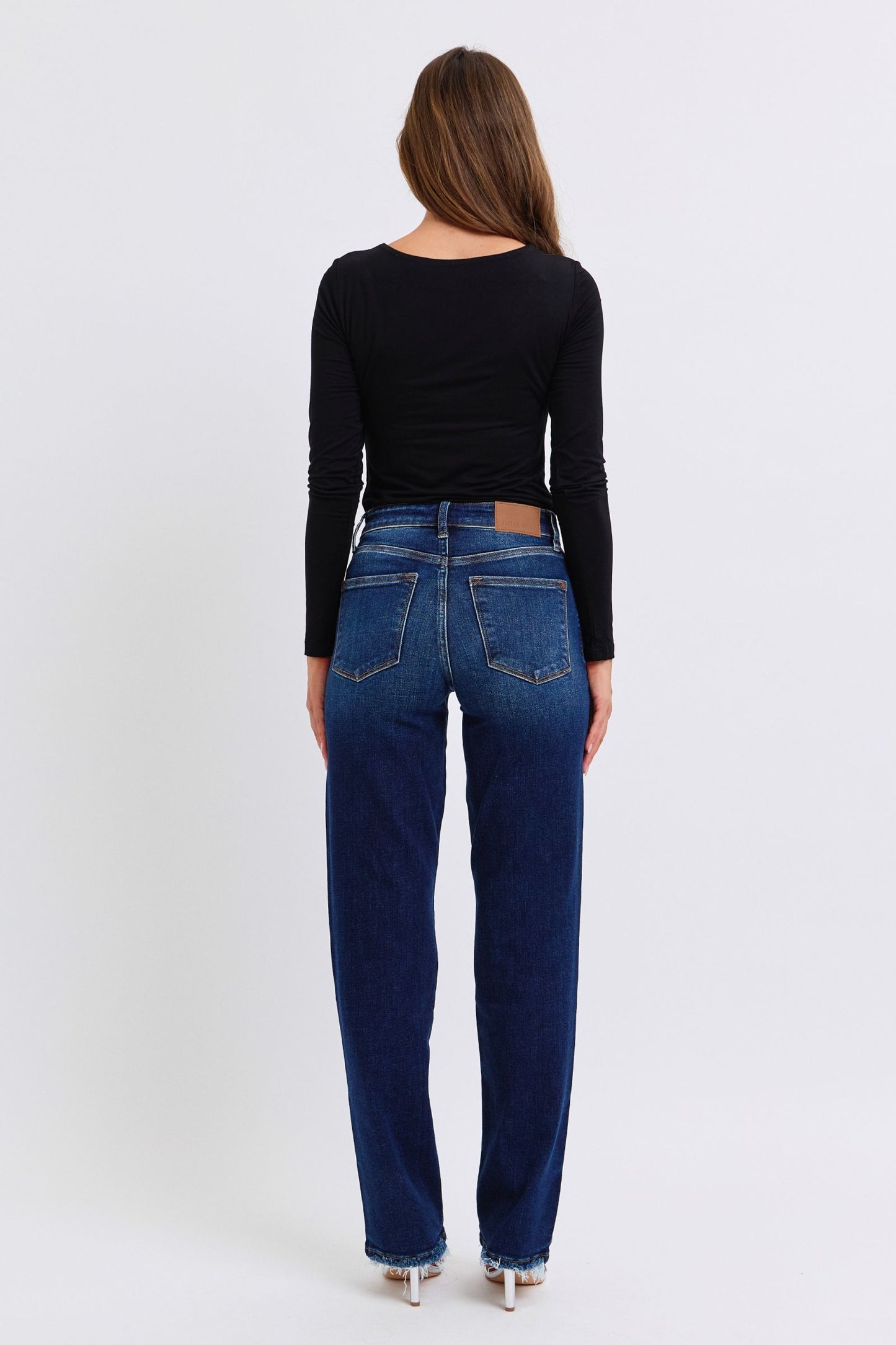 Judy Blue Full Size Raw Hem Straight Leg Jeans - Harmony Haven - Essentials