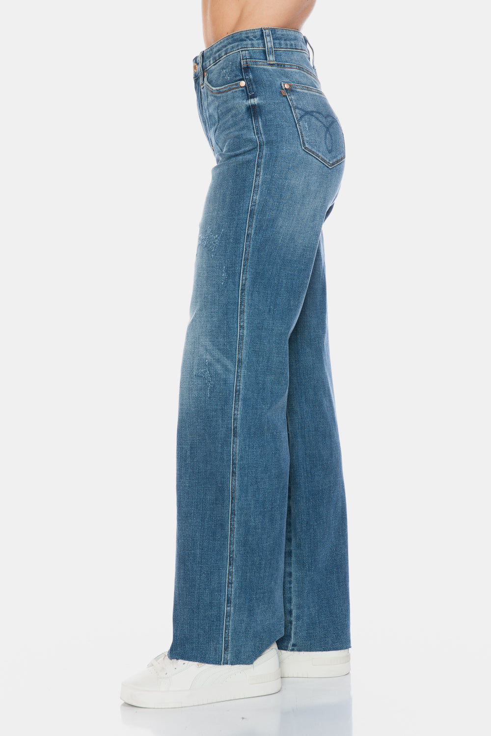 Judy Blue Full Size Tummy Control Cut Raw Hem Straight Jeans - Harmony Haven - Essentials