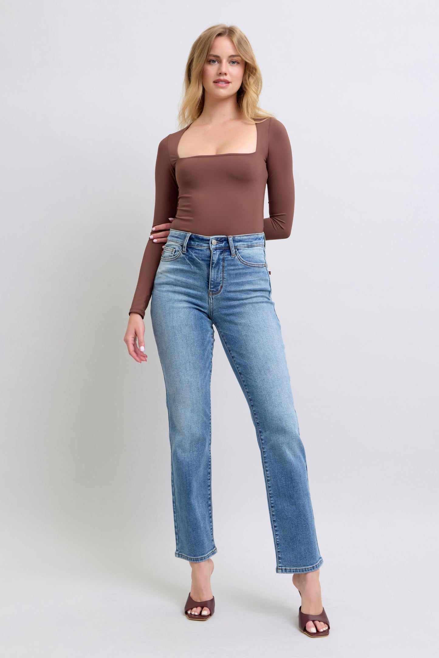 Judy Blue Full Size Run Vintage Wash Thermal Straight Jeans - Harmony Haven - Essentials