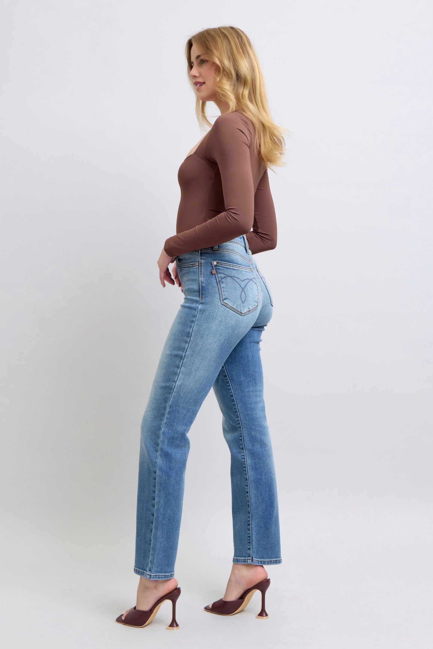 Judy Blue Full Size Run Vintage Wash Thermal Straight Jeans - Harmony Haven - Essentials