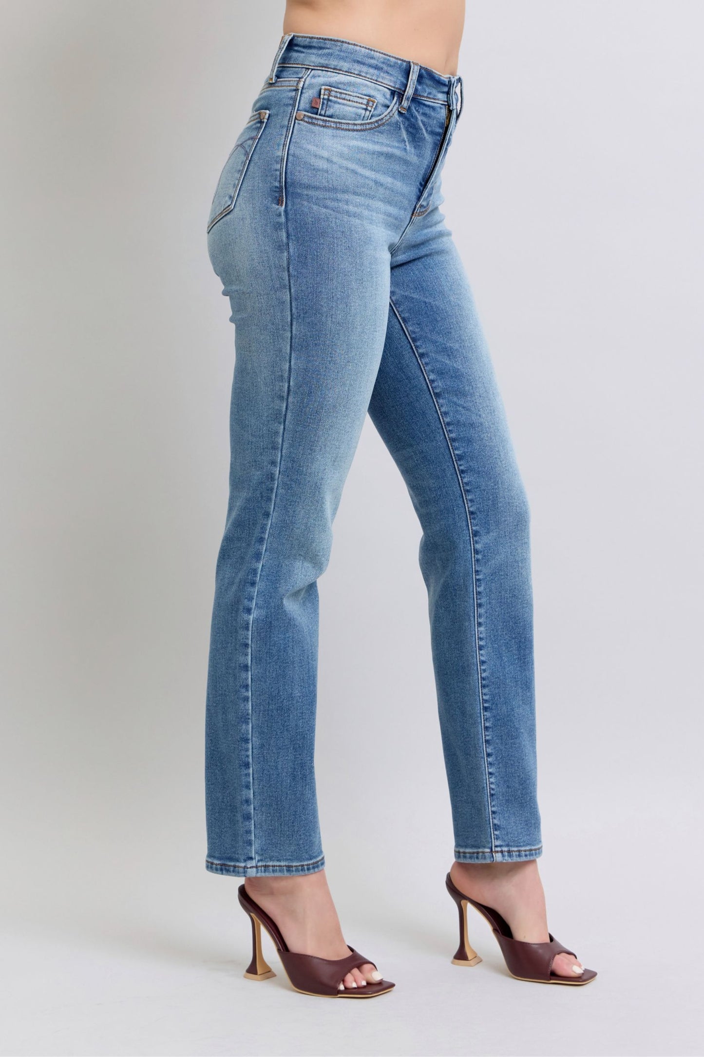 Judy Blue Full Size Run Vintage Wash Thermal Straight Jeans - Harmony Haven - Essentials