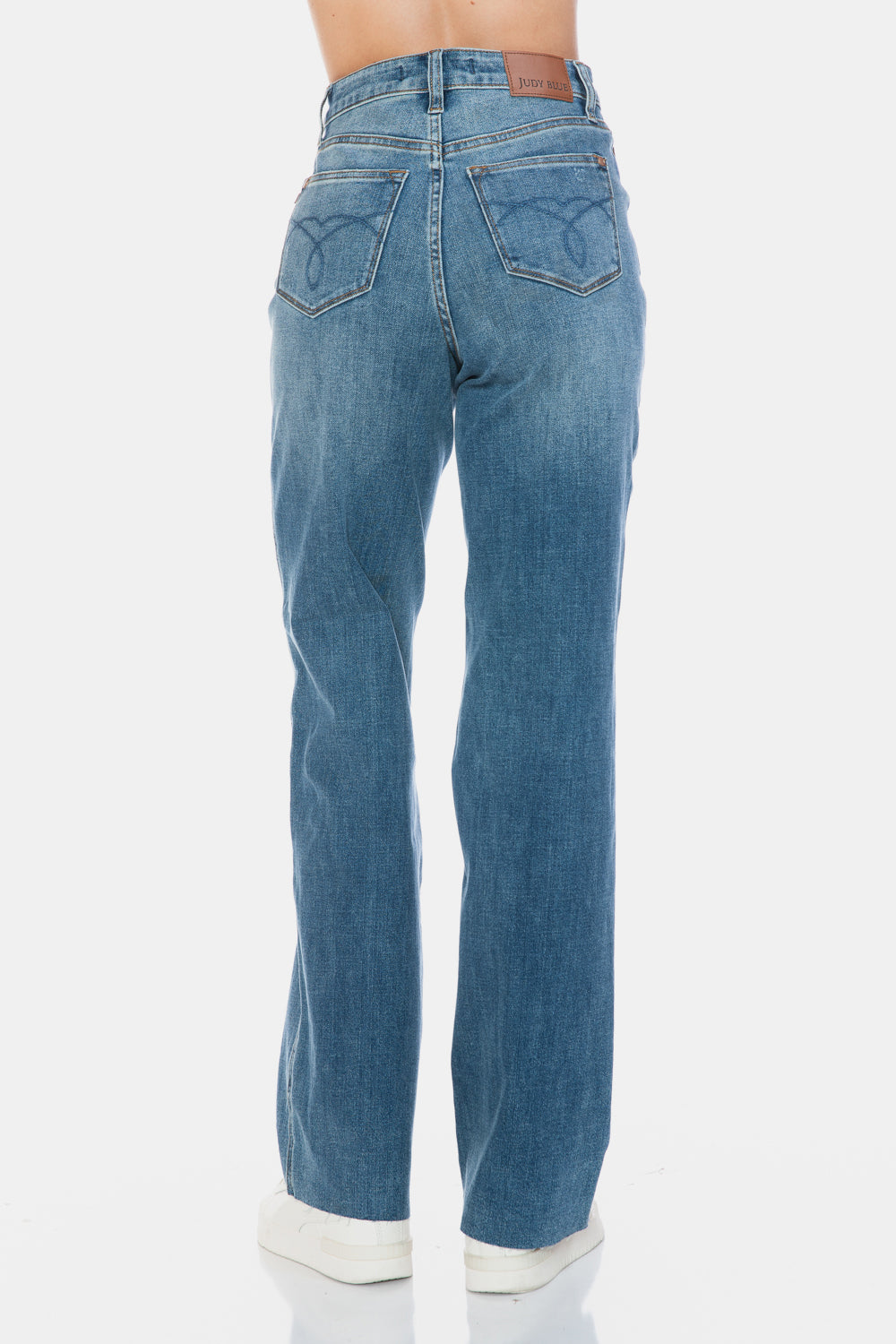 Judy Blue Full Size Tummy Control Cut Raw Hem Straight Jeans - Harmony Haven - Essentials