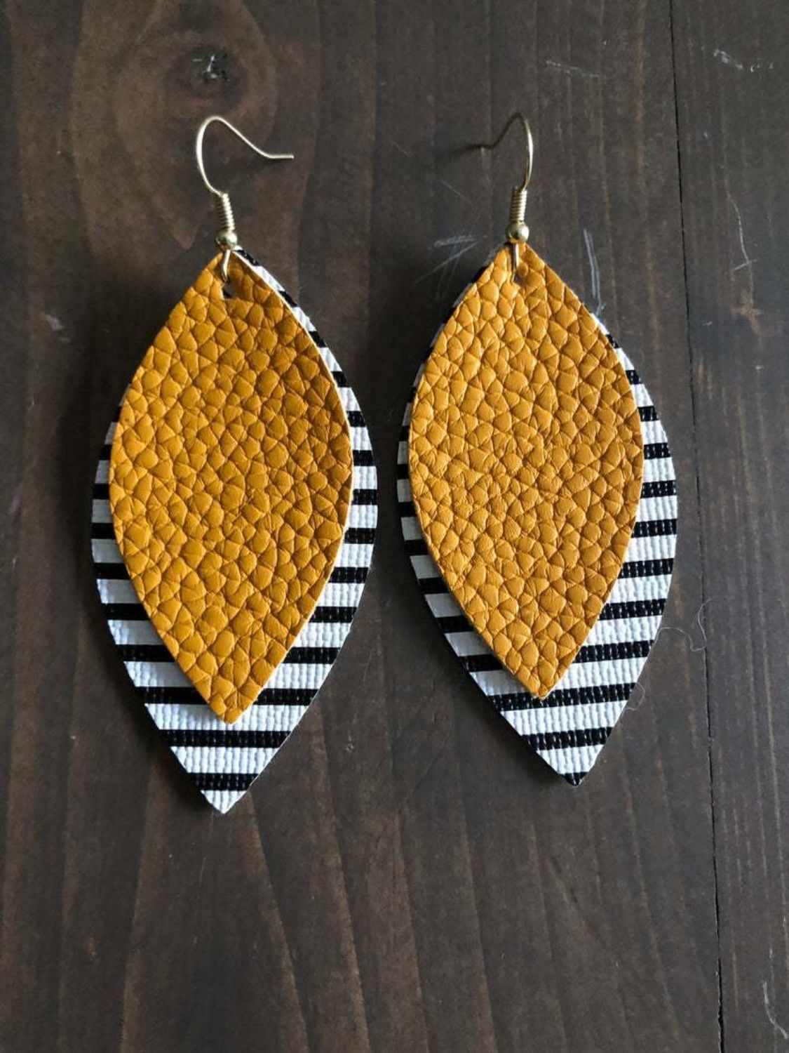 PU Leather Leaf Dangle Earrings - Harmony Haven - Essentials