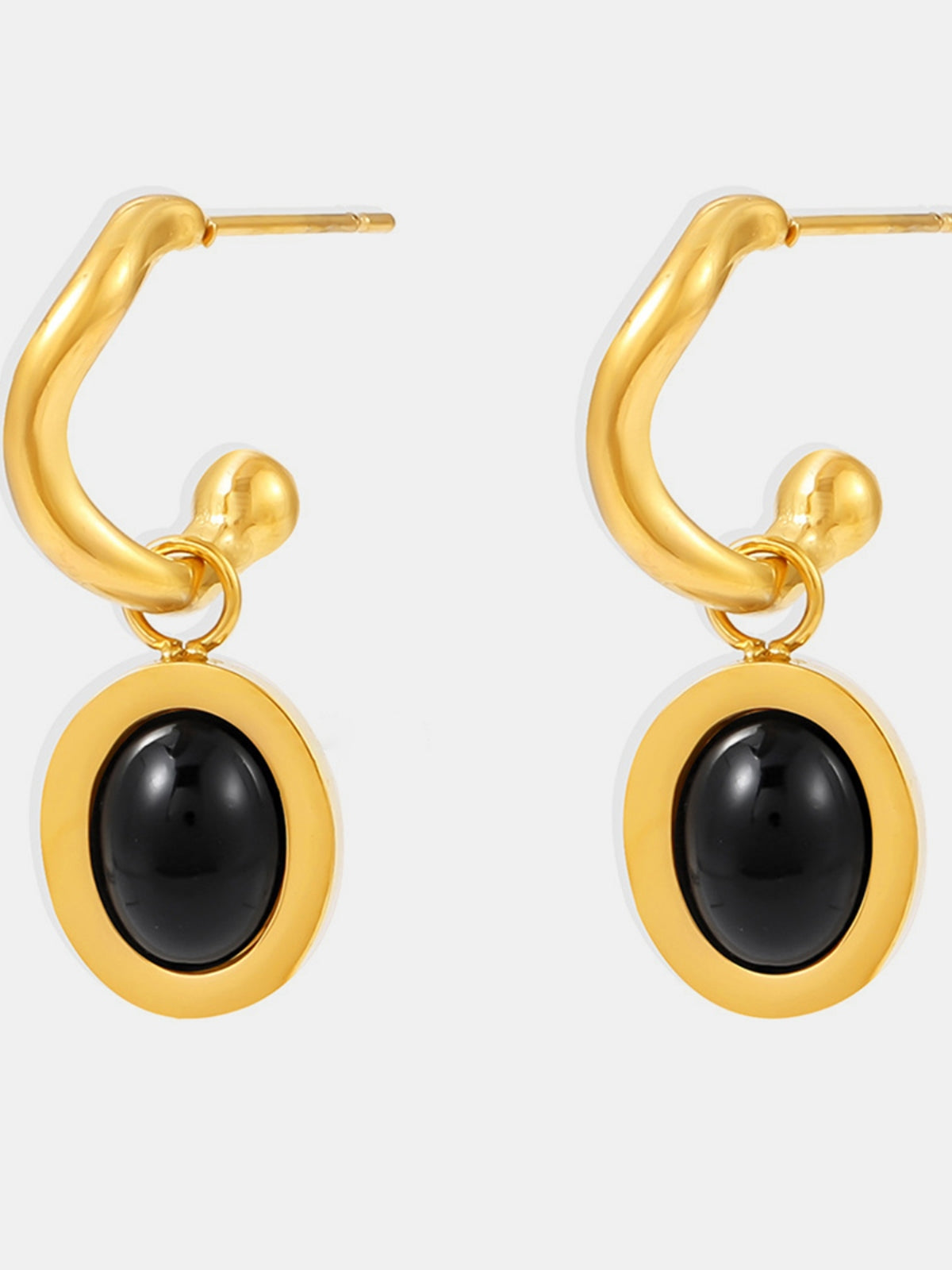 Stainless Steel Oval Drop Earrings - Harmony Haven - Essentials