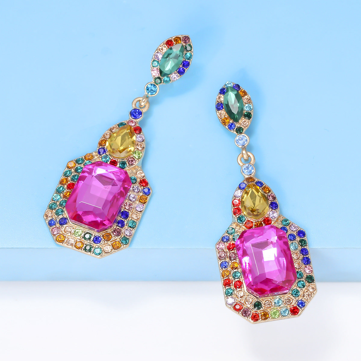 Alloy Rhinestone Dangle Earrings - Harmony Haven - Essentials