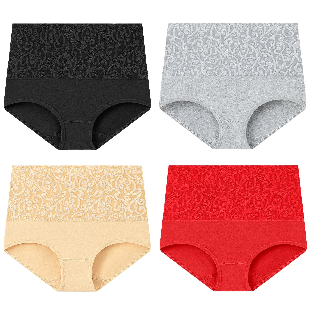 Women's Embroidered High-Waisted Cotton Briefs – Breathable Full-Coverage Everyday Underwear - Harmony Haven - Essentials