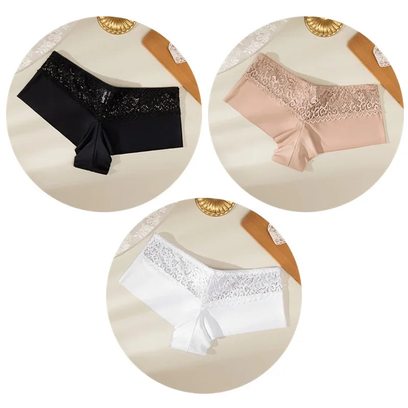 Women's Floral Lace Boyshort Briefs – 3-Piece Breathable Soft Lingerie Set - Harmony Haven - Essentials
