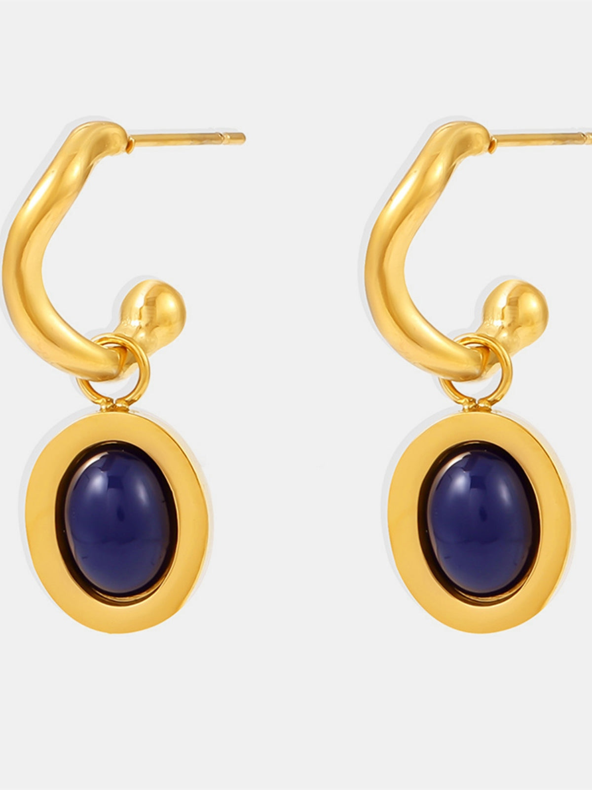 Stainless Steel Oval Drop Earrings - Harmony Haven - Essentials