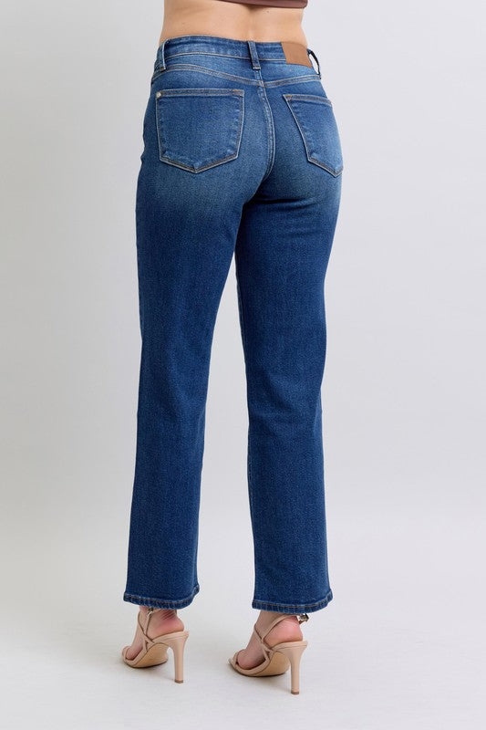 Judy Blue Full Size Side Seam Detail Straight Jeans with Pockets - Harmony Haven - Essentials