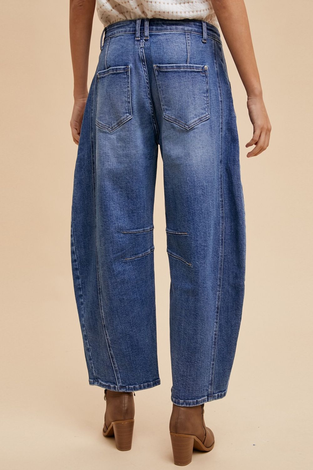 Annie Wear Mid Rise Barrel Leg Jeans with Pockets - Harmony Haven - Essentials