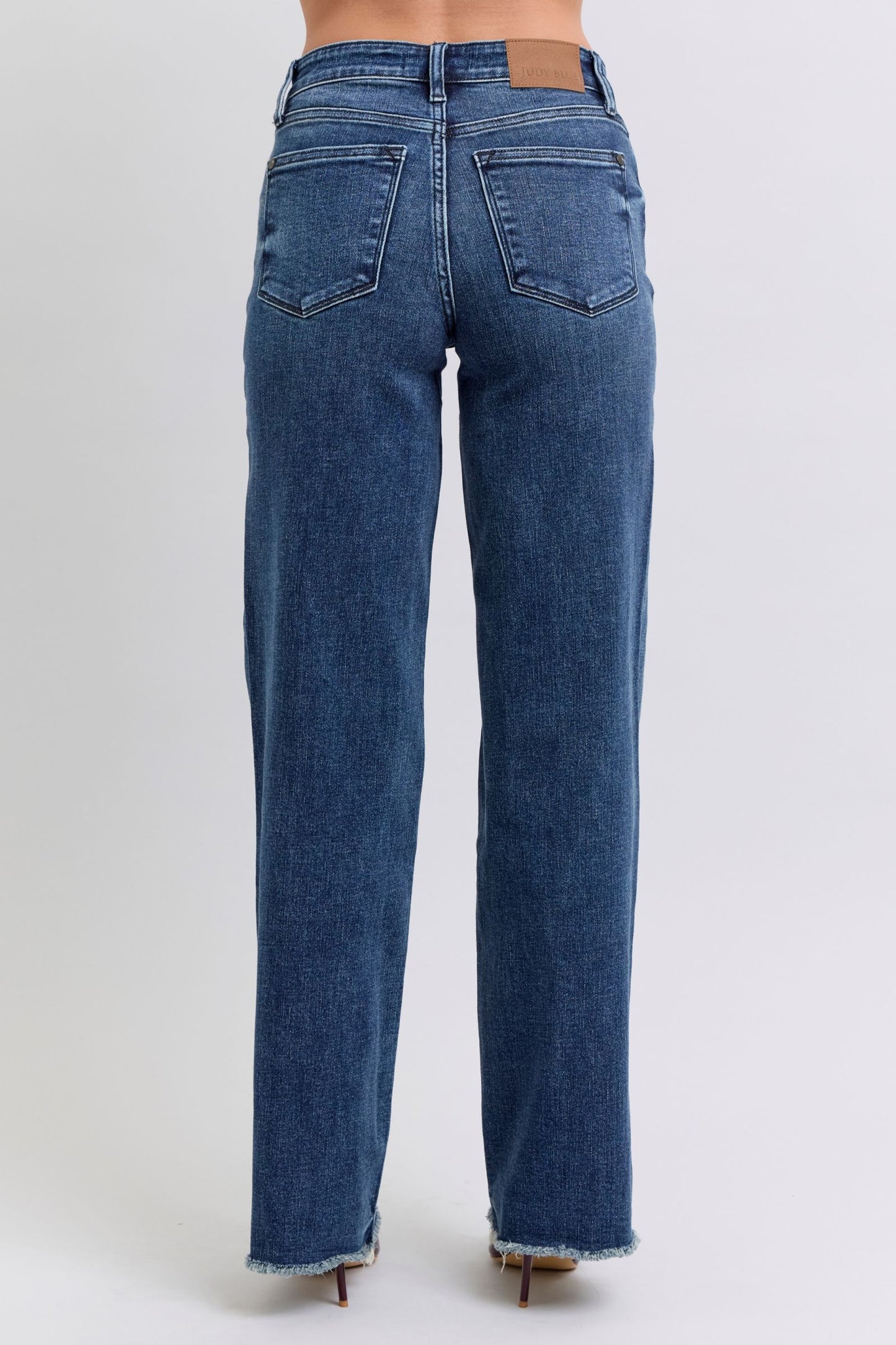 Judy Blue Full Size Raw Hem Mid Rise Jeans - Harmony Haven - Essentials