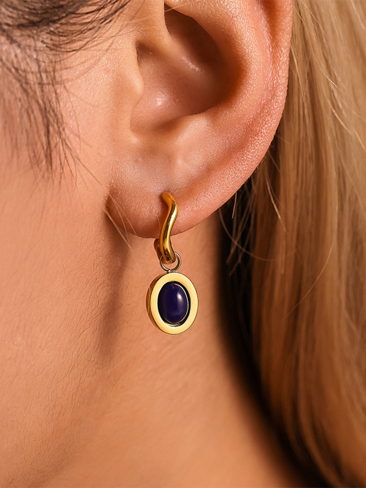 Stainless Steel Oval Drop Earrings - Harmony Haven - Essentials