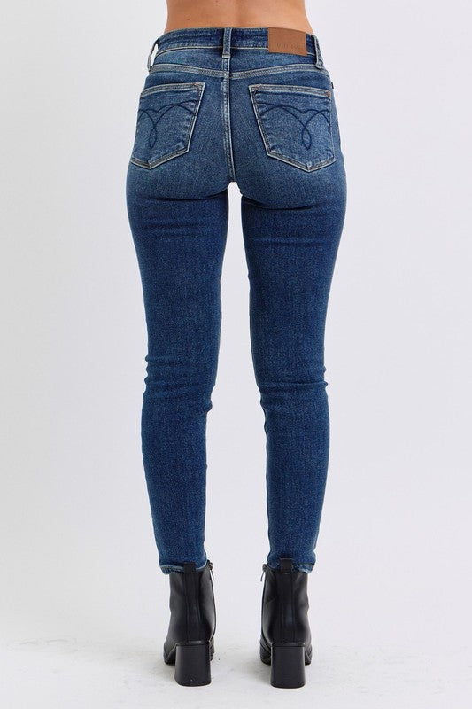 Judy Blue Full Size Run Mid-Rise Waist Skinny Jeans with Thermal Lining - Harmony Haven - Essentials