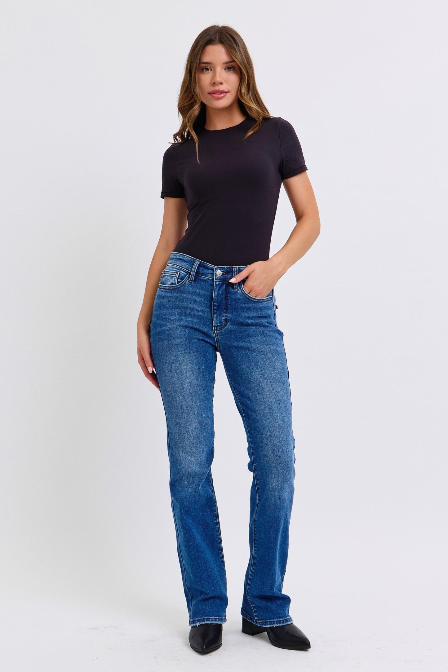Judy Blue Full Size Run Mid-Rise Bootcut Jeans with Thermal Lining - Harmony Haven - Essentials