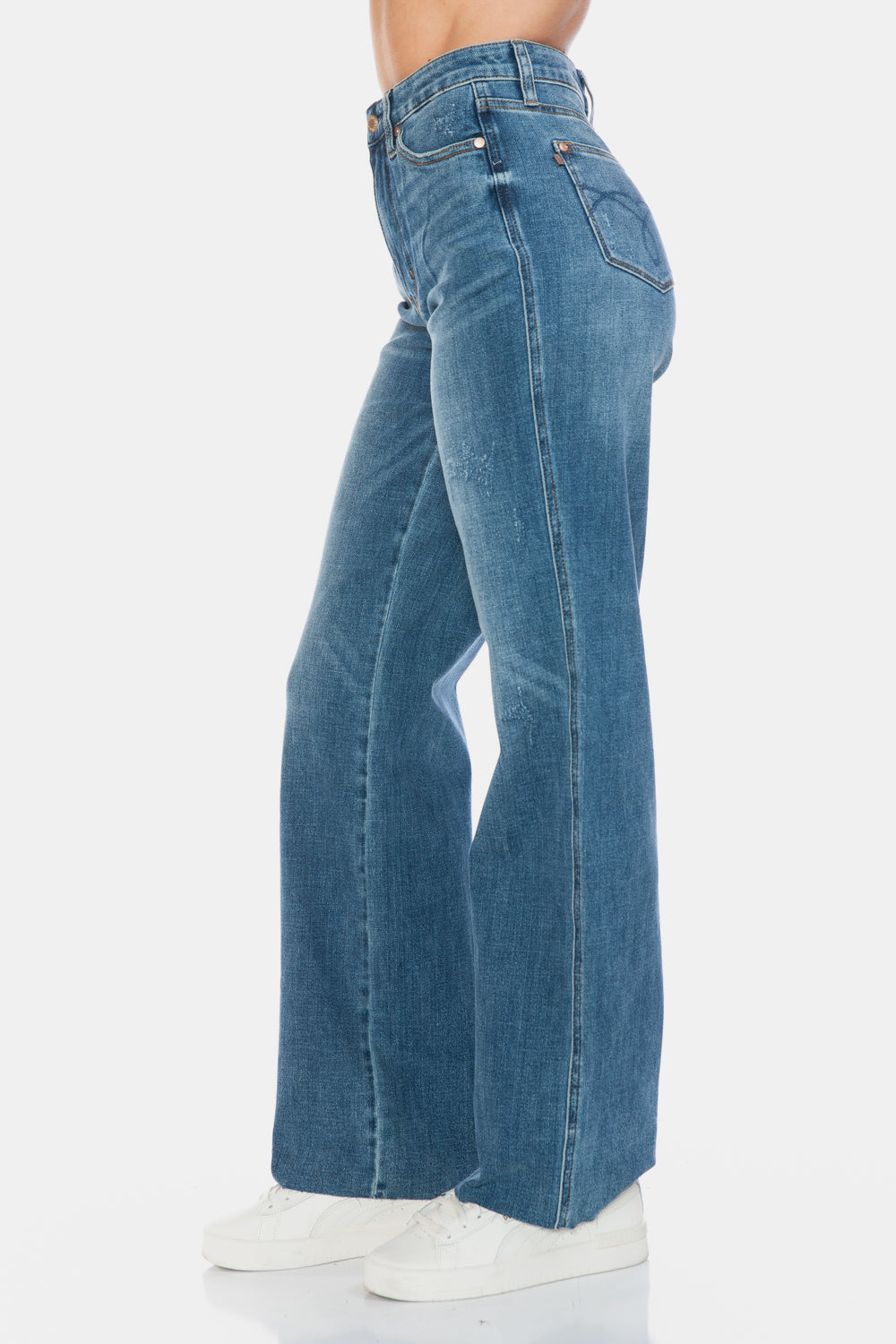 Judy Blue Full Size Tummy Control Cut Raw Hem Straight Jeans - Harmony Haven - Essentials