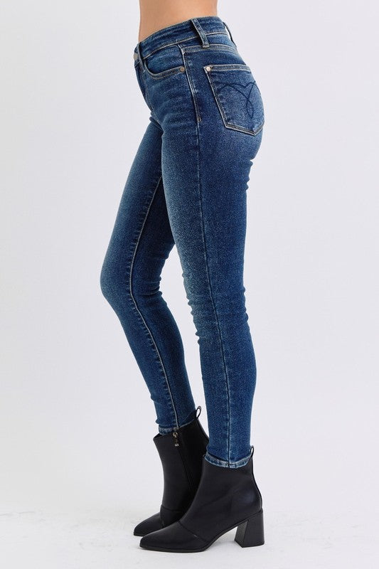 Judy Blue Full Size Run Mid-Rise Waist Skinny Jeans with Thermal Lining - Harmony Haven - Essentials