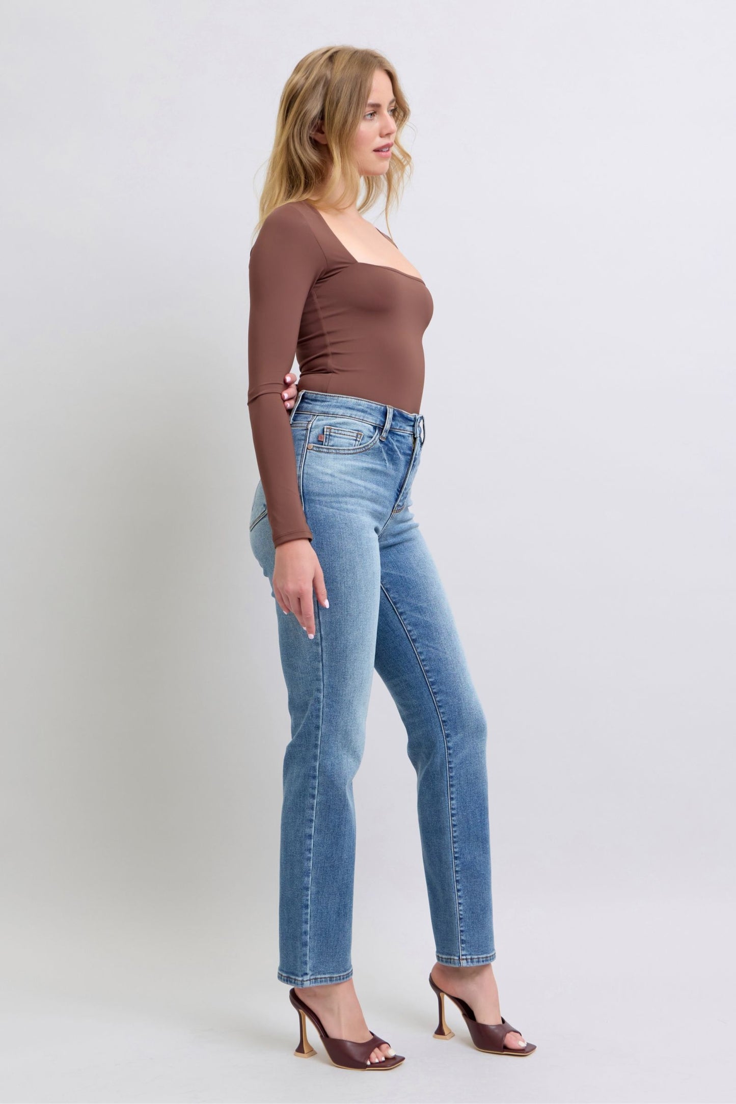 Judy Blue Full Size Run Vintage Wash Thermal Straight Jeans - Harmony Haven - Essentials