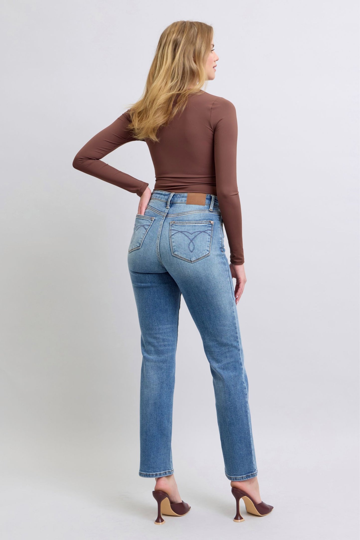 Judy Blue Full Size Run Vintage Wash Thermal Straight Jeans - Harmony Haven - Essentials