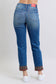 Judy Blue Full Size Plaid Print Cuff Straight Leg Jeans with Pockets - Harmony Haven - Essentials