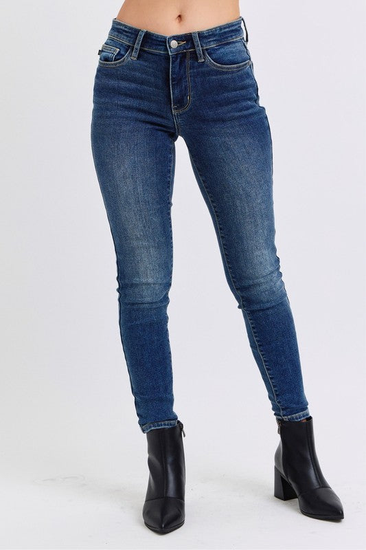 Judy Blue Full Size Run Mid-Rise Waist Skinny Jeans with Thermal Lining - Harmony Haven - Essentials