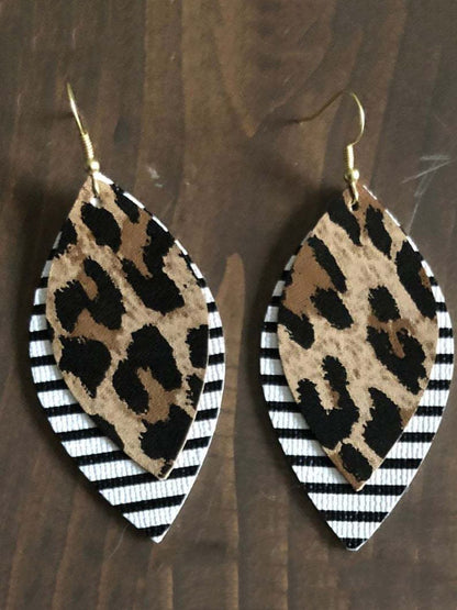 PU Leather Leaf Dangle Earrings - Harmony Haven - Essentials
