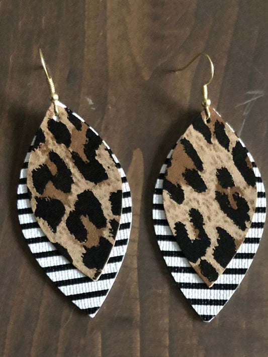 PU Leather Leaf Dangle Earrings - Harmony Haven - Essentials
