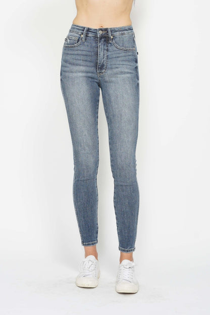 Judy Blue Full Size Tummy Control Contrast Wash Skinny Jeans - Harmony Haven - Essentials