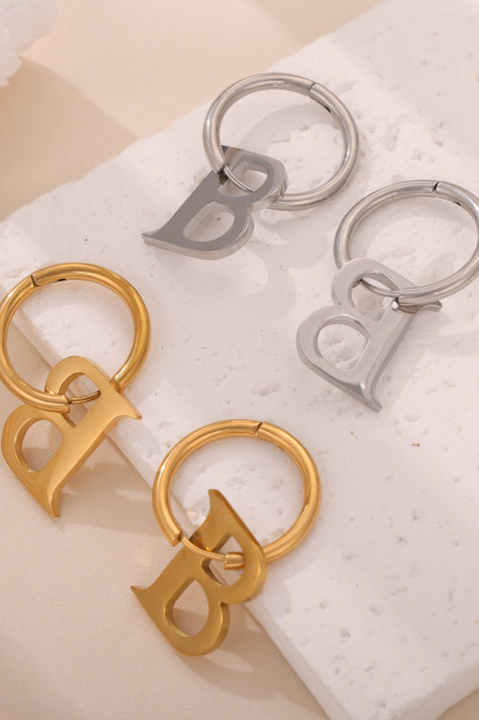 Titanium Steel Letter Hoop Earrings - Harmony Haven - Essentials