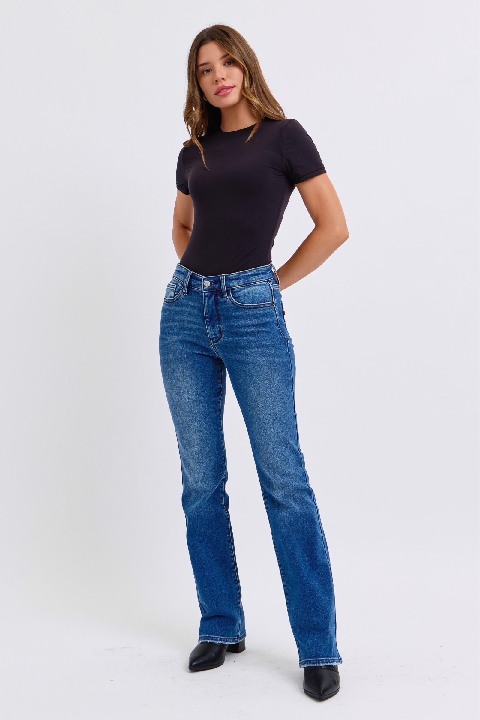 Judy Blue Full Size Run Mid-Rise Bootcut Jeans with Thermal Lining - Harmony Haven - Essentials