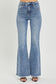 RISEN Full Size High Waist Raw Hem Flare Jeans - Harmony Haven - Essentials