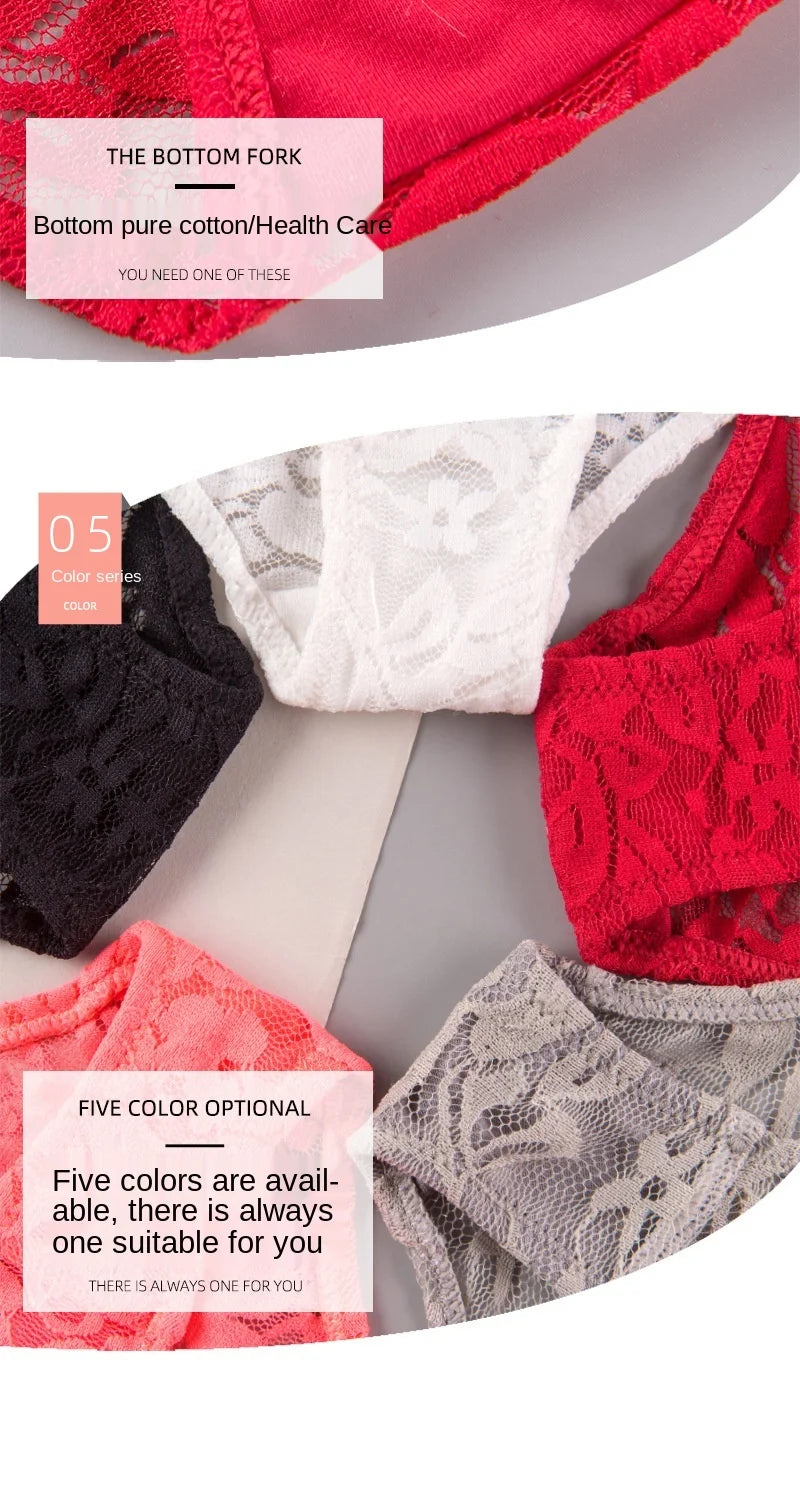 Women's Sexy Lace Panties – Soft Breathable Low-Waist Briefs - Harmony Haven - Essentials