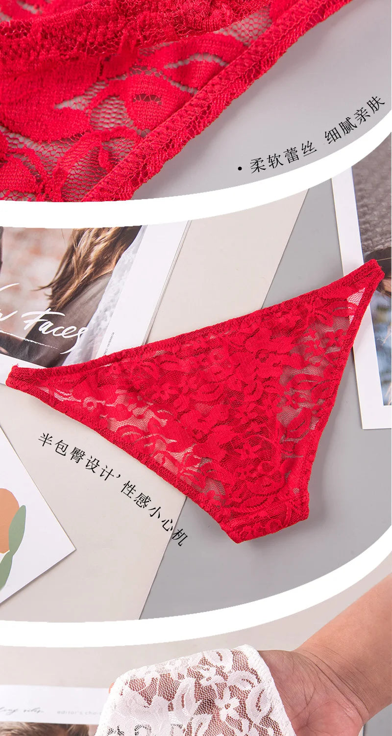 Women's Sexy Lace Panties – Soft Breathable Low-Waist Briefs - Harmony Haven - Essentials