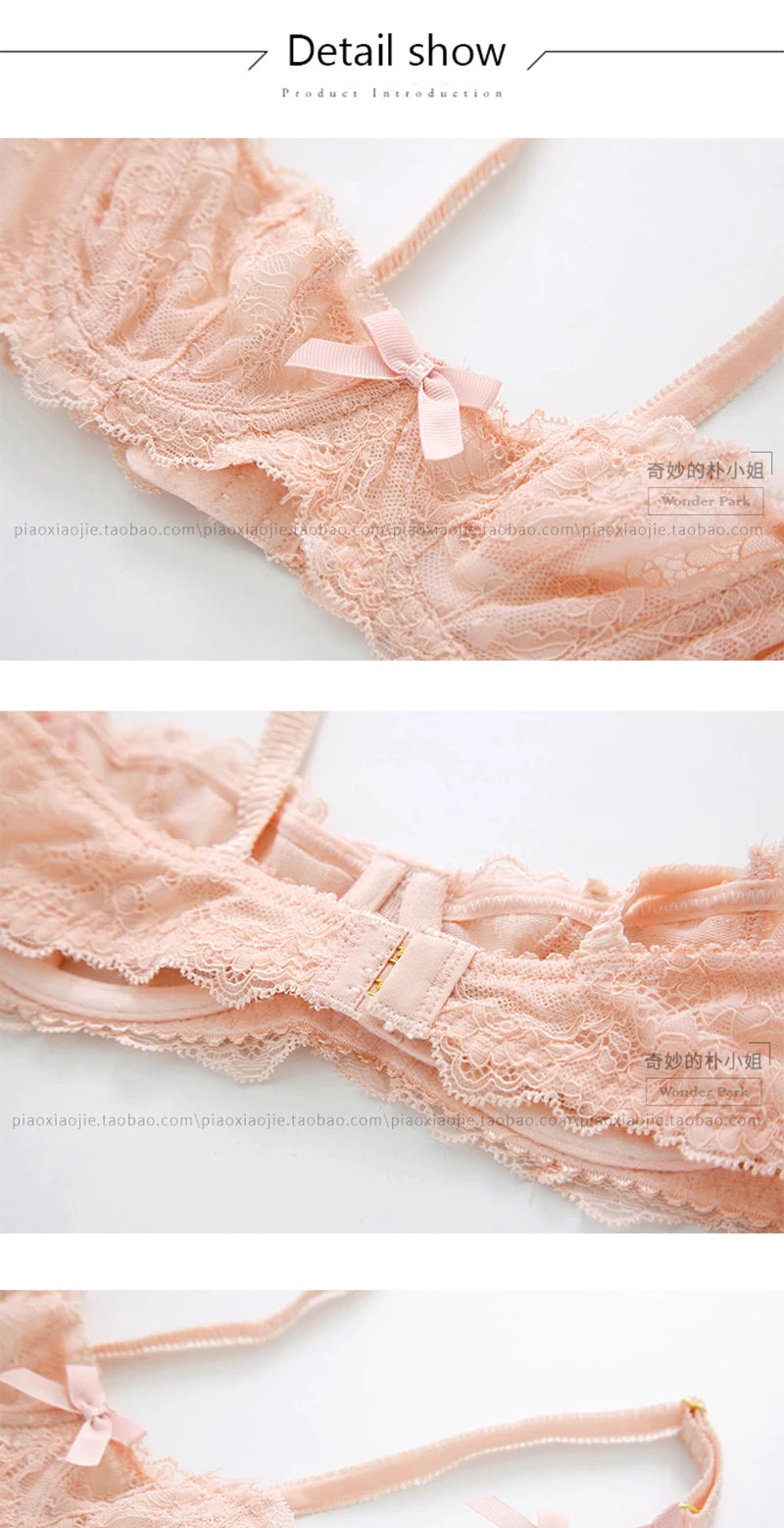 Women's Sheer Floral Lace Balconette Bra – Unlined Underwire Half-Cup Lingerie - Harmony Haven - Essentials