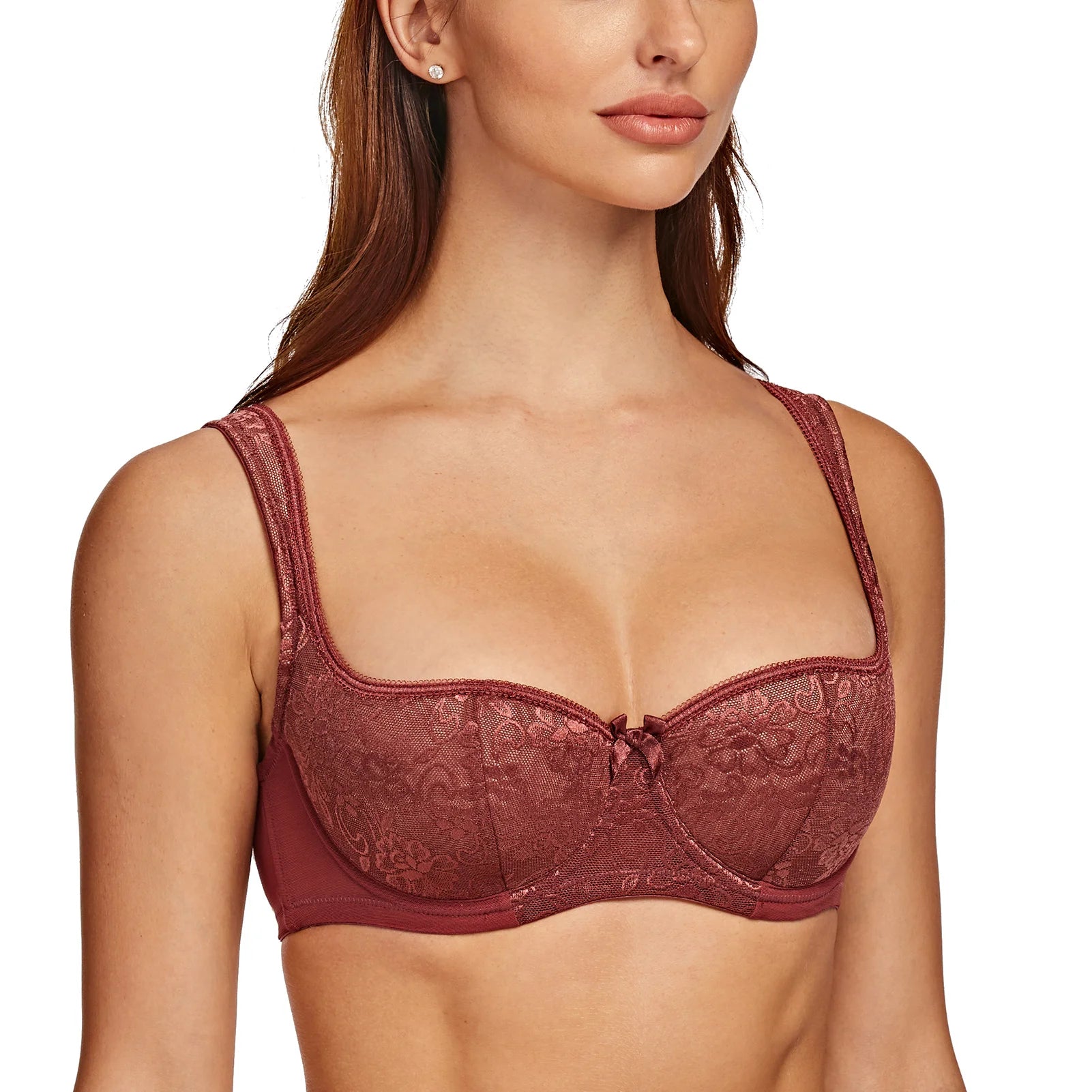 Women's Lace Balconette Bra – Lightly Padded Half-Cup Underwire Lingerie - Harmony Haven - Essentials