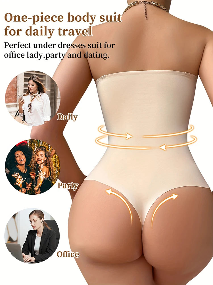 Plus Size Strapless Thong Bodysuit – Seamless Firm Tummy Control Shapewear - Harmony Haven - Essentials