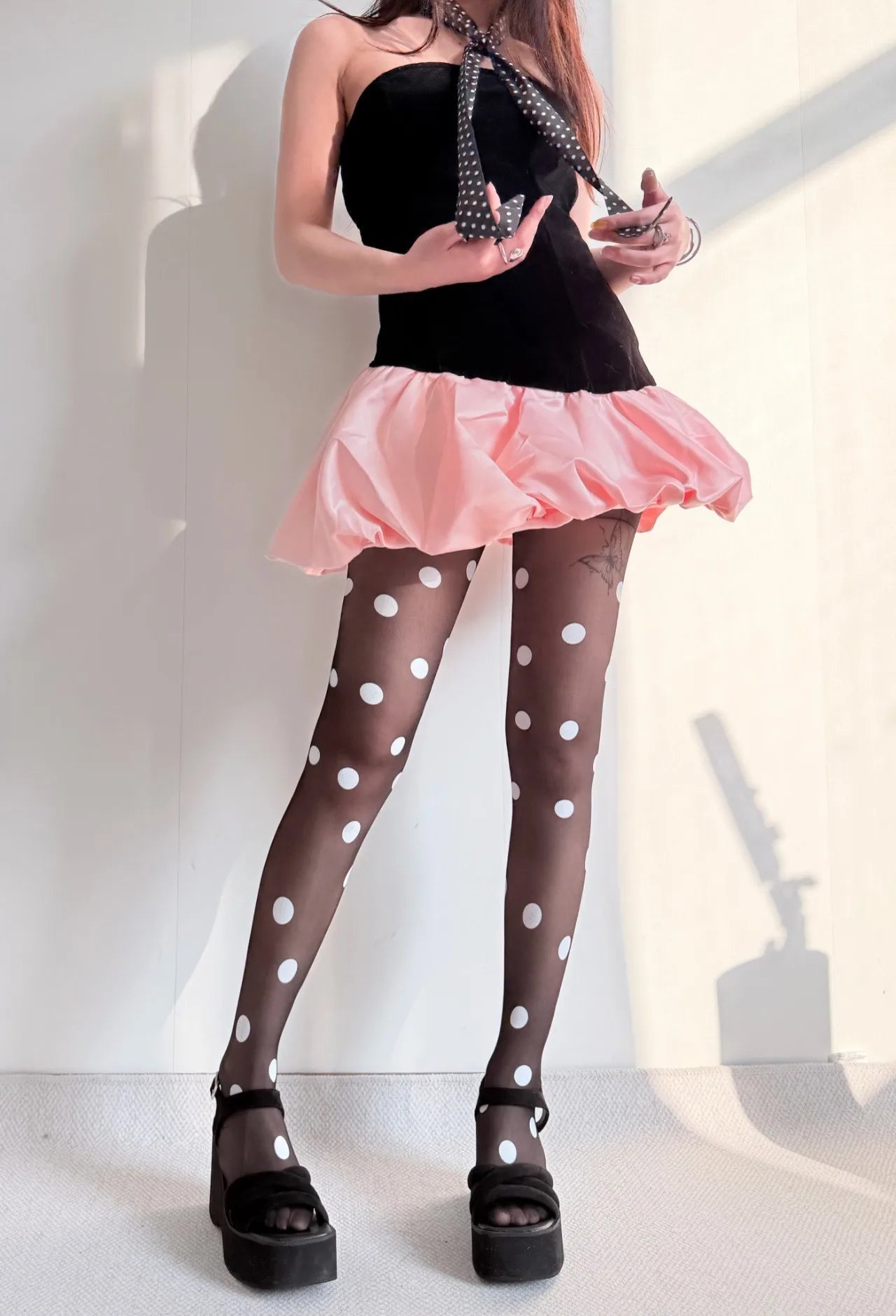 Women's Bold Polka Dot Sheer Tights – Retro Mesh Fashion Stockings - Harmony Haven - Essentials