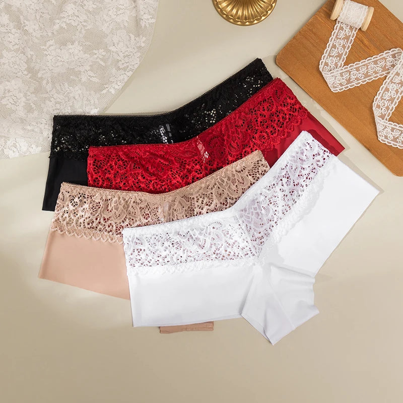 Women's Floral Lace Boyshort Briefs – 3-Piece Breathable Soft Lingerie Set - Harmony Haven - Essentials