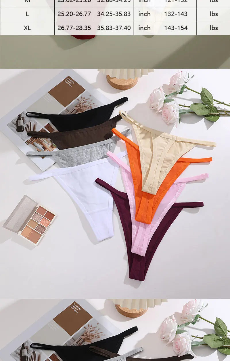 8 PCS Women’s Cotton Thong Panties – Sexy Breathable Low Rise G String Set - Harmony Haven - Essentials