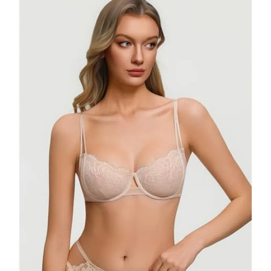 Women's Lace Balconette Bra – Sexy Underwire Push-Up Lingerie - Harmony Haven - Essentials