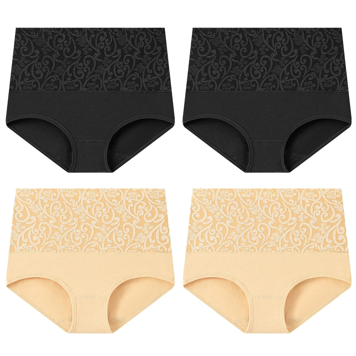 Women's Embroidered High-Waisted Cotton Briefs – Breathable Full-Coverage Everyday Underwear - Harmony Haven - Essentials