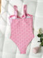 Women's Floral Print One-Piece Swimsuit – Strapless Ruffle Off-Shoulder Monokini - Harmony Haven - Essentials
