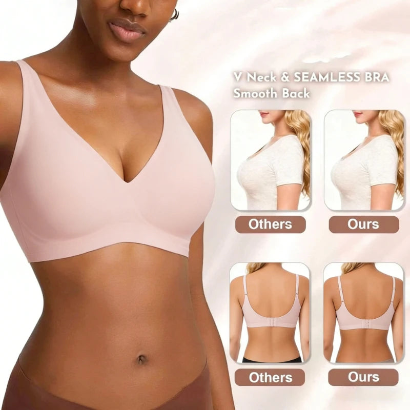 Women's Seamless Wireless Push-Up Bra – Full-Coverage Gather Support Bralette - Harmony Haven - Essentials